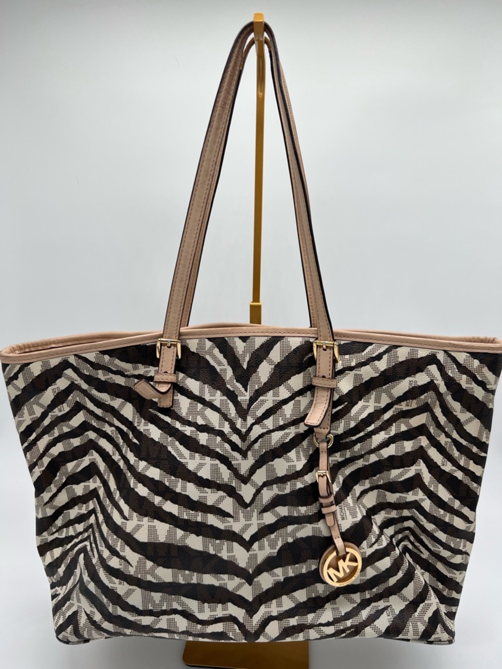 Michael Kors Beige and Brown Zebra-Print Tote